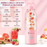 Pink 500ml USB Rechargeable Blender